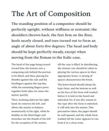 Preview font body text layouts